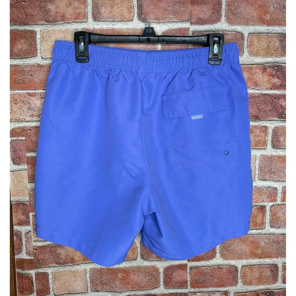 Calvin Klein Mens Swim Trunks Blue‎ Medium Drawstring Mesh Lined Board Shorts